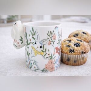 Floral Rabbit Mug with Bunny Handle